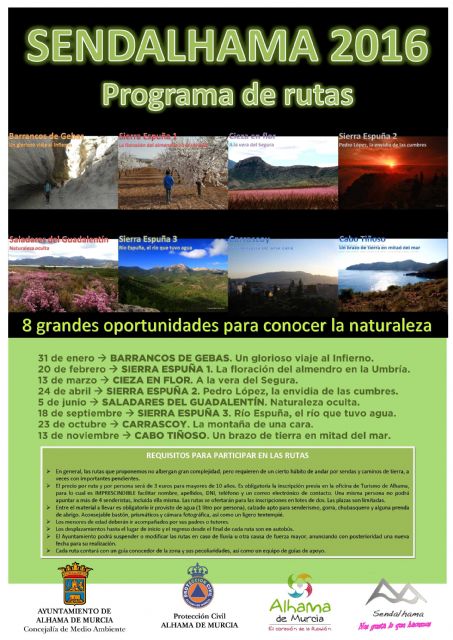 La concejalía de Medio Ambiente del Ayuntamiento de Alhama de Murcia, un año más, pone en marcha el programa SENDALHAMA