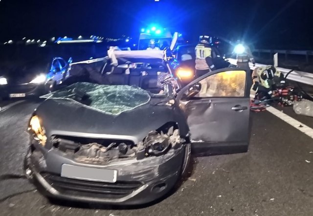 Accidente en la A7, a la altura de Primafrio, en Alhama de Murcia