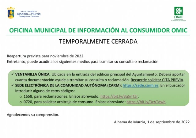 La OMIC de Alhama volverá a abrir sus puertas en noviembre