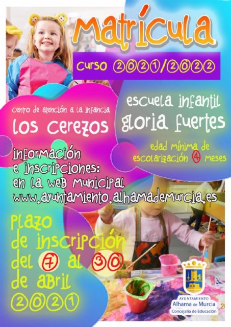 Apertura del plazo de matrícula 2021-2022 para la escuela infantil Gloria Fuertes y CAI Los Cerezos