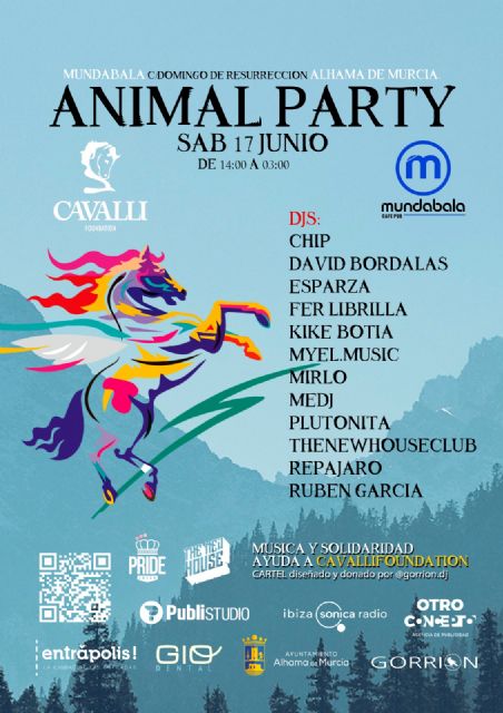 1ª ANIMAL PARTY en Alhama de Murcia: Fiesta solidaria de música electrónica en apoyo a la Fundación Cavalli