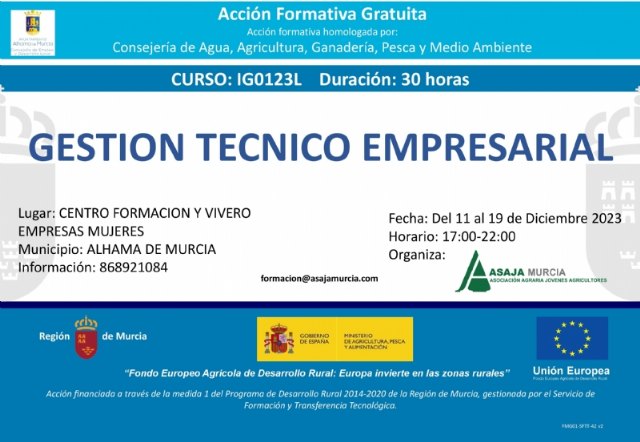 Nueva oportunidad de Formación: Curso gratuito de Gestión de Técnico Empresarial