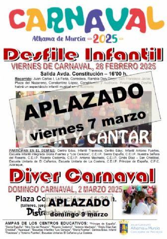Comunicado oficial – Aplazamiento de eventos del carnaval infantil en Alhama de Murcia