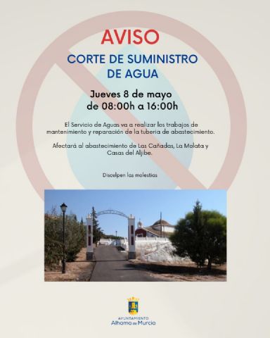 Corte de agua este jueves en Las Cañadas, La Molata y Casas del Aljibe