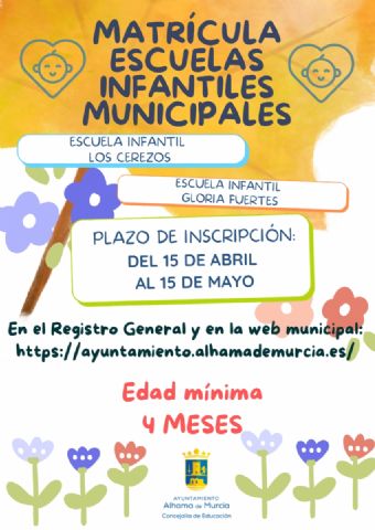 Educación abre del 15 de abril al 15 de mayo el plazo de nuevo ingreso en las Escuelas Infantiles Municipales
