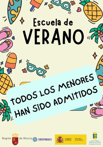 Todas las solicitudes presentadas para la Escuela de Verano quedan admitidas