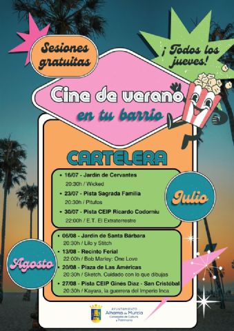 'Cine de verano en tu barrio' llevará siete sesiones gratuitas de cine al aire libre a distintos barrios de Alhama