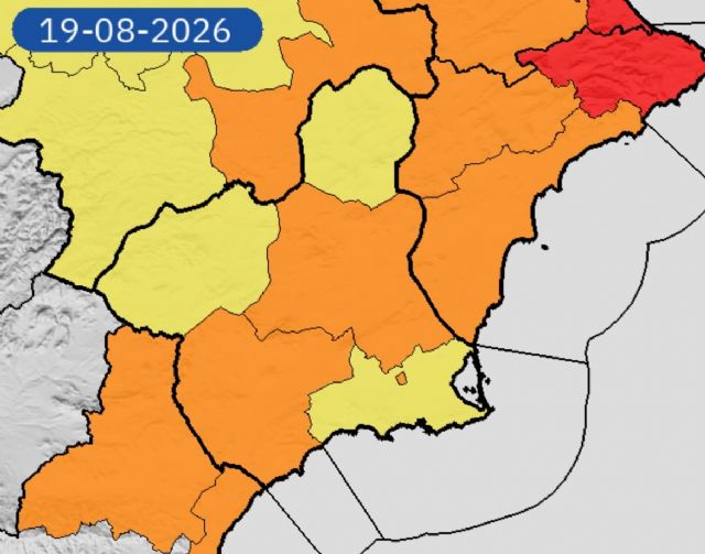 AEMET activa el aviso naranja por temperaturas de hasta 40 ºC este miércoles en Alhama de Murcia