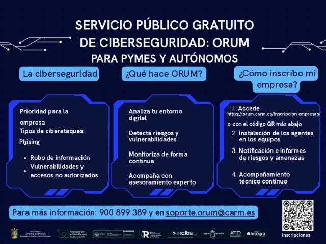 Pymes y autónomos de Alhama pueden reforzar gratis su ciberseguridad con ORUM