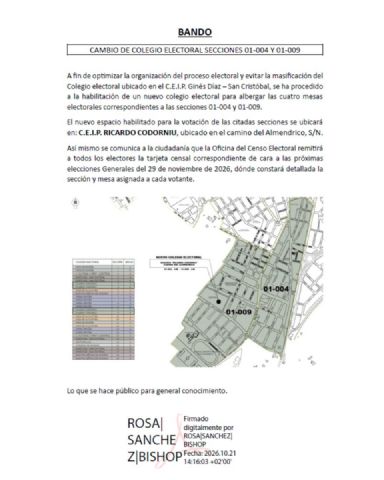 El colegio Ricardo Codorníu será el nuevo lugar de votación de las secciones 01-004 y 01-009
