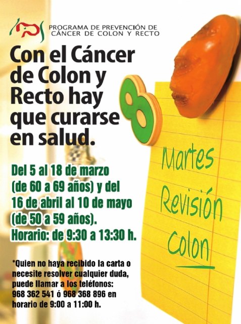 Si tienes entre 50 y 69 años hazte la prueba del cáncer de colon y recto. Del 5 de marzo al 10 de mayo de 2021