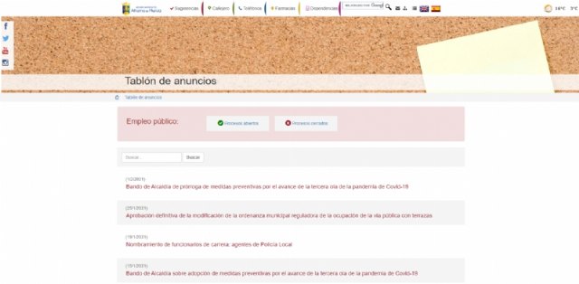 Las ofertas de empleo público, nueva sección en la web municipal