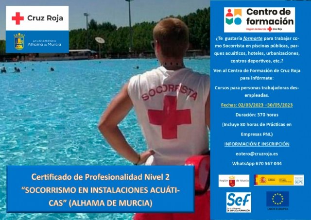 Abierto el plazo de inscripción para el curso de socorrista en instalaciones acuáticas