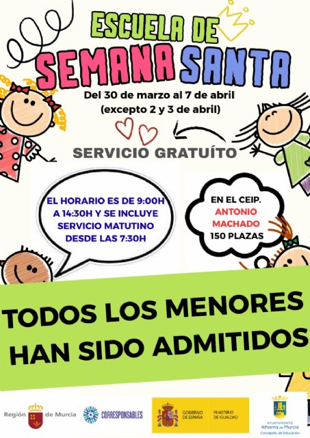 Todas las solicitudes admitidas en la Escuela Municipal de Semana Santa de Alhama