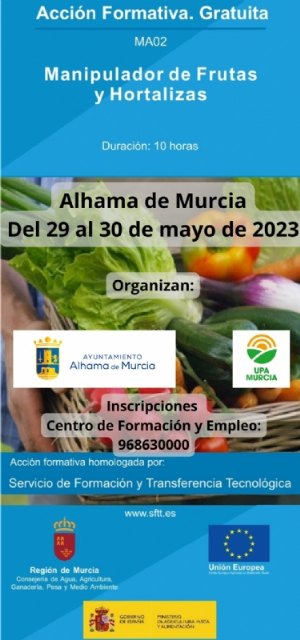 Nuevo curso de manipulador de frutas y hortalizas del Centro de Formación y Empleo