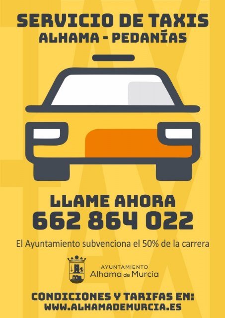 El Ayuntamiento renueva el servicio de taxis a las pedanías, subvencionando el 50% del coste