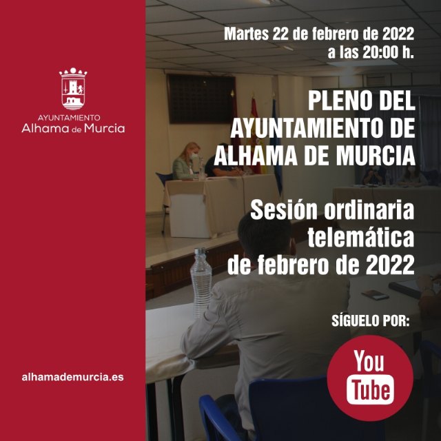Convocatoria de Pleno: sesión ordinaria telemática. Martes 22 de febrero de 2022