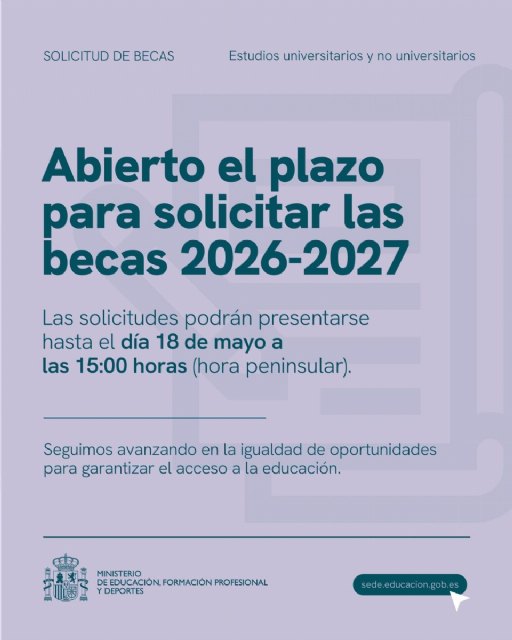 En marcha las becas MEC para el curso 2026-2027