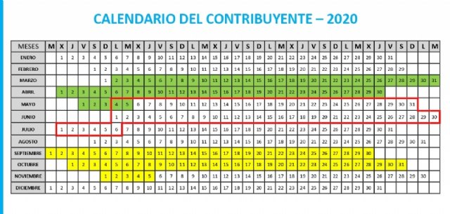 Calendario del contribuyente 2020