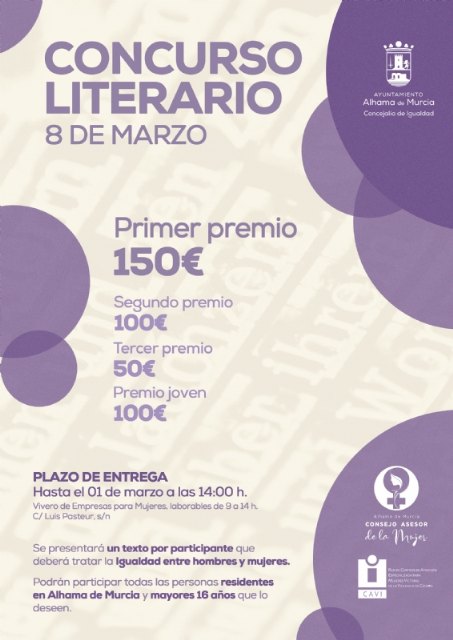 Abierto el plazo de presentación de textos para el Concurso de Literatura del Día Internacional de la Mujer 2023
