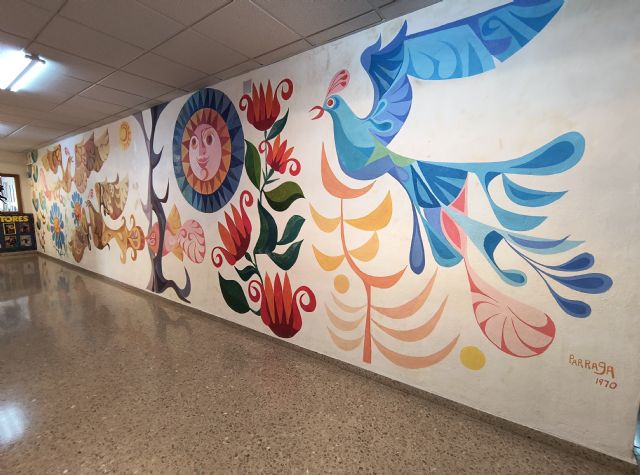 Cultura inicia el procedimiento para declarar bien inventariado el mural de Párraga del colegio Príncipe de España en Alhama de Murcia