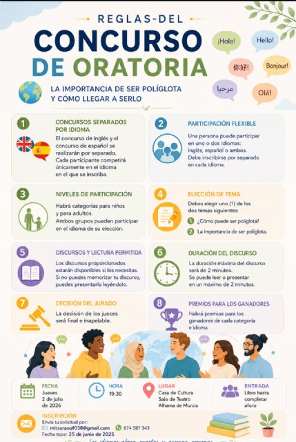 Concurso de oratoria en ingles y español por la primera vez en Alhama de Murcia