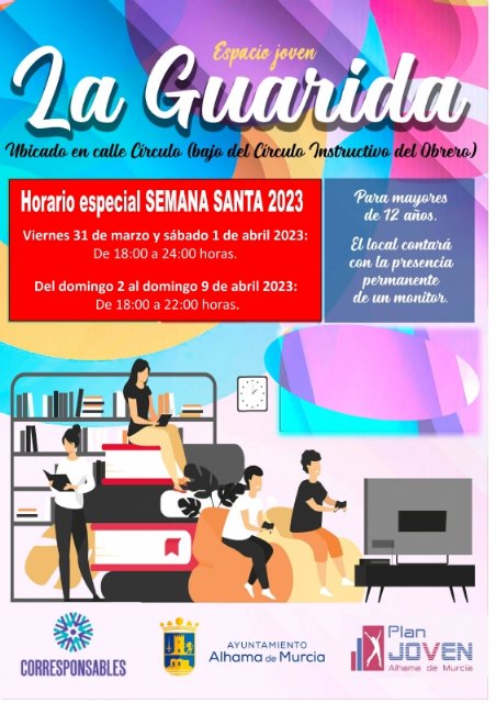 Horario del espacio joven La Guarida en Semana Santa y actividades durante el mes de abril