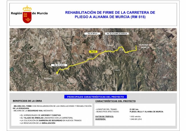 Corte temporal de la Carretera RM-515 el próximo miércoles 5 y jueves 6 de junio