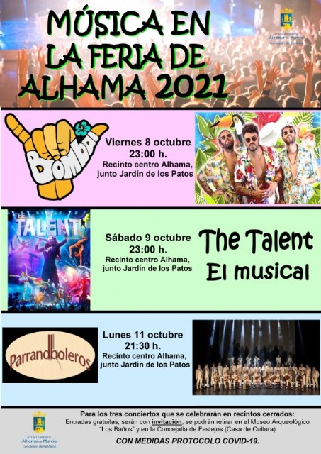 Ampliación del aforo para los espectáculos y conciertos de la Feria de Alhama 2021