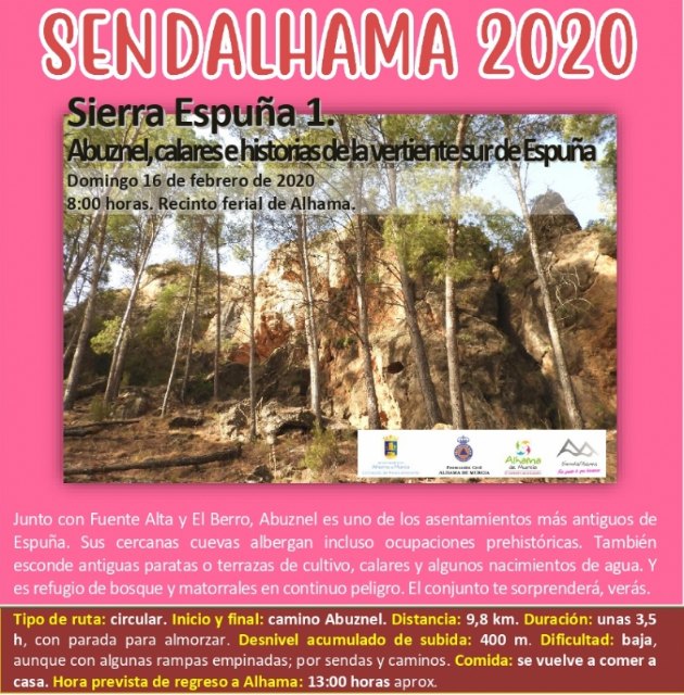 Apertura del plazo de inscripción para las rutas n° 1 y n° 2 de Sendalhama 2020