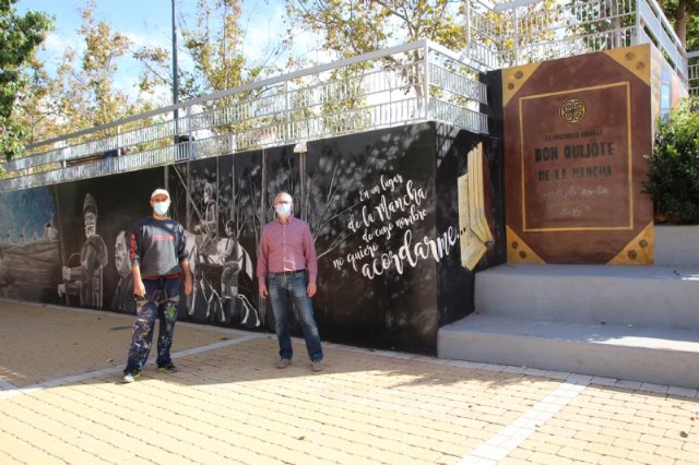 El jardín de Cervantes inaugura su mural dedicado a El Quijote