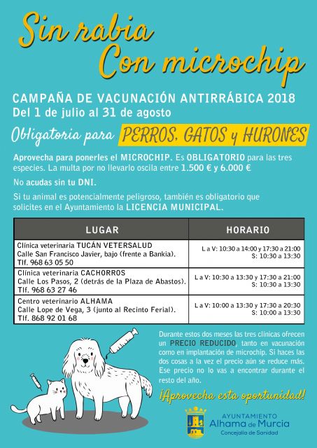 Campaña de vacunación antirrábica y microchip 2018