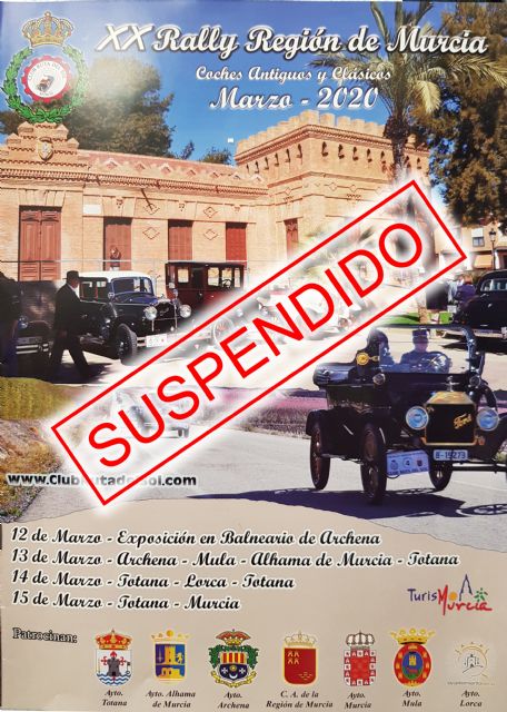 Se suspende el XX Rally Región de Murcia, previsto para este fin de semana