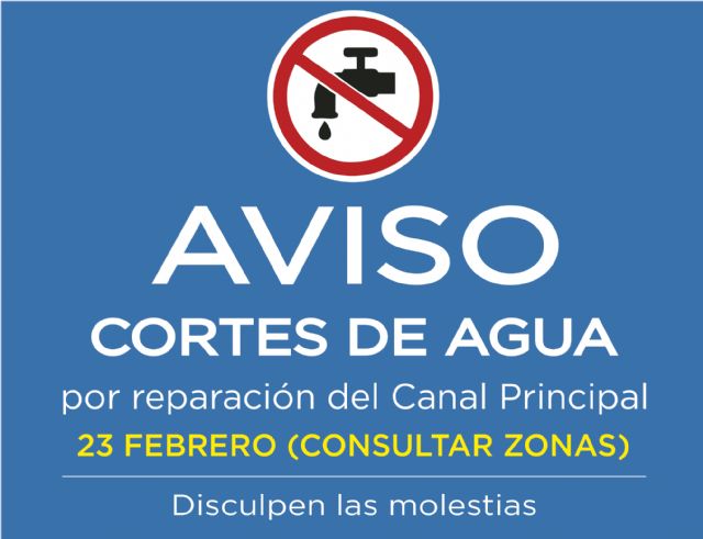 AVISO: Cortes de agua en diversas zonas el martes 23 de febrero