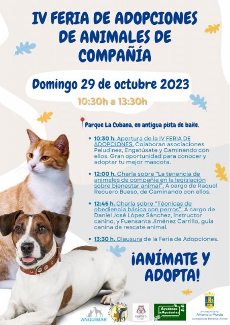 IV Feria de Adopciones de animales de compañía en Alhama de Murcia