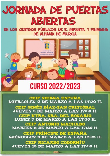 Jornadas de puertas abiertas en los colegios públicos de Alhama para el curso 2022-2023